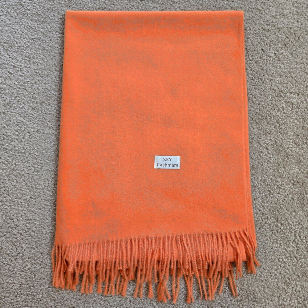NWOT Sky Cashmere Scarf Orange - Picture 6 of 7